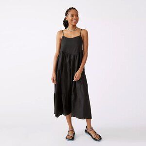 Urban Outfitters Urban Renewal Black Linen Seamed Midi Dress size XS
